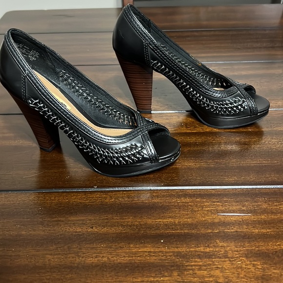 Black Open Toe Heels - Picture 2 of 5